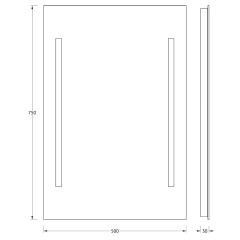 Зеркало настенное c 2-мя встроенными LUM-светильниками Lumline EVOFORM 50х75 см, BY 2013