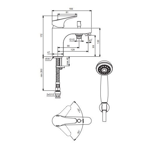 BA402AA NEXT Смеситель для ванны/душа набортный, система монтажа EASY-FIX (облегченный монтаж)