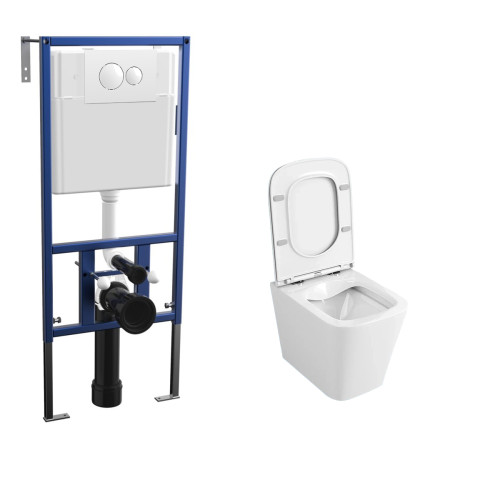 Комплект унитаза Bauedge BS0001 с инсталляцией Nova NV4501 и кнопкой Nova NV7310