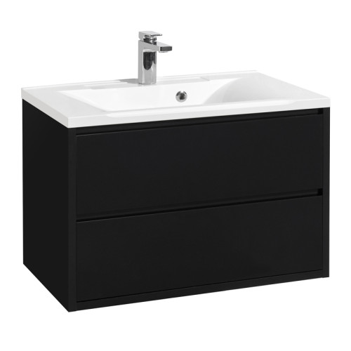 Тумба под раковину AQUATON Римини 80 подвесная, черный глянец (1A226701RN950)