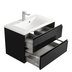 Тумба под раковину AQUATON Римини 80 подвесная, черный глянец (1A226701RN950)