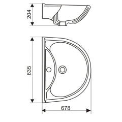 Раковина Престиж 635х678х204 подвесная, без постамента (45101000107)