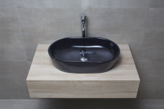 Раковина beWash Bogen на столешницу без отверстия под смеситель цвет черный глянец размер 600 мм 88601006