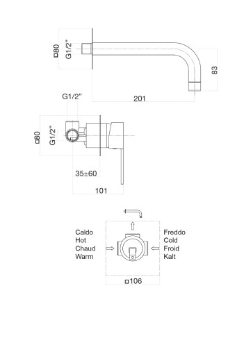 Смеситель для раковины Fiore KATANA 77CR7527, хром