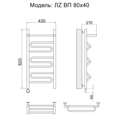 Полотенцесушитель Электрич. Ника CURVE ЛZ ВП 80/40 левый тэн