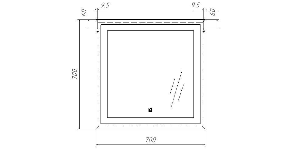 Зеркало Even 70 alum с подсветкой Sansa