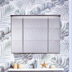 Зеркальный шкаф Бриклаер Кристалл 95 4627125414923 с подсветкой Ясень Анкор темный