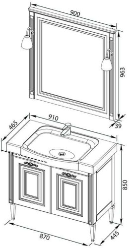 Мебель для ванной Aquanet Паола 90 белый/серебро (керамика)