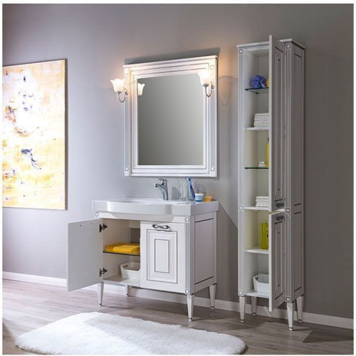 Мебель для ванной Aquanet Паола 90 белый/серебро (керамика)