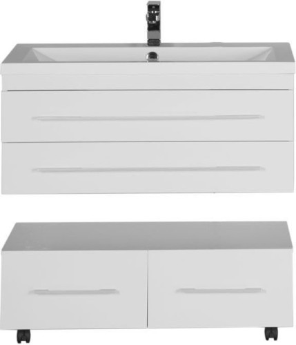 Тумба с раковиной Aquanet Нота 100 белый (подвесная, 2 ящика)