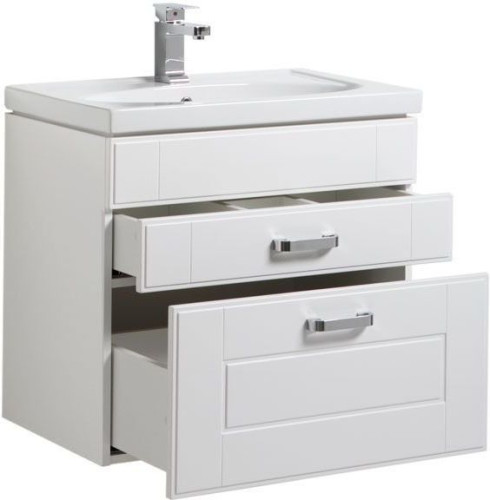 Тумба с раковиной Aquanet Рондо 70 белый (2 ящика)