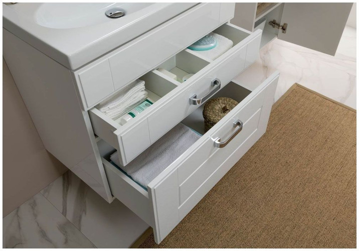 Тумба с раковиной Aquanet Рондо 70 белый (2 ящика)