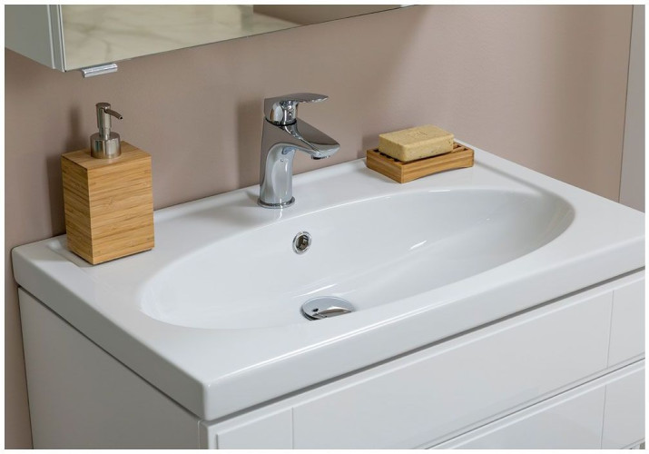 Тумба с раковиной Aquanet Рондо 70 белый (2 ящика)