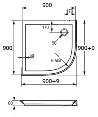 Душевой поддон Huppe Verano 90x90 235021.055