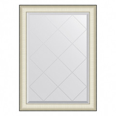 Зеркало настенное с гравировкой EVOFORM в багетной раме белая кожа с хромом, 74х102 см, BY 4569