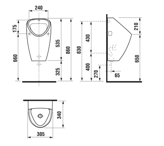 Писсуар Jika GOLEM 30,5х34х53,5 с внешним подводом воды, сифон, уст.компл