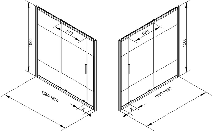 Шторка для ванны Aquanet Practic AE10-B-160H150U-CP, прозрачное стекло