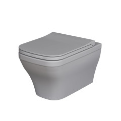 Унитаз Benefit 203T20301R (535*340*360) СЕРЫЙ МАТОВЫЙ подвесной БЕЗОБОДКОВЫЙ с тонкой крышкой
