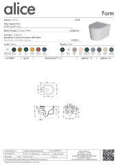 Alice Form, подвесной безободковый унитаз c крепежом fix10, 50x35 см, цвет белый глянцевый