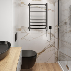 Полотенцесушитель Электрич.кабельный Ника STEP-2 80/50 RAL9005 черный матовый правый тэн