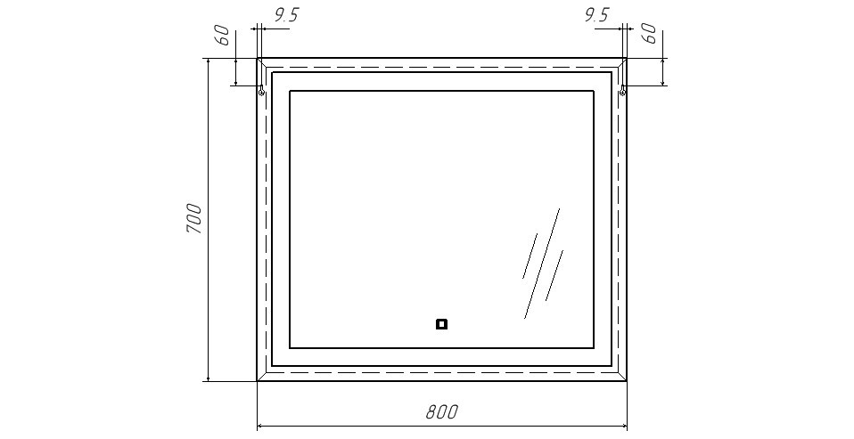 Зеркало Even 80 alum с подсветкой Sansa