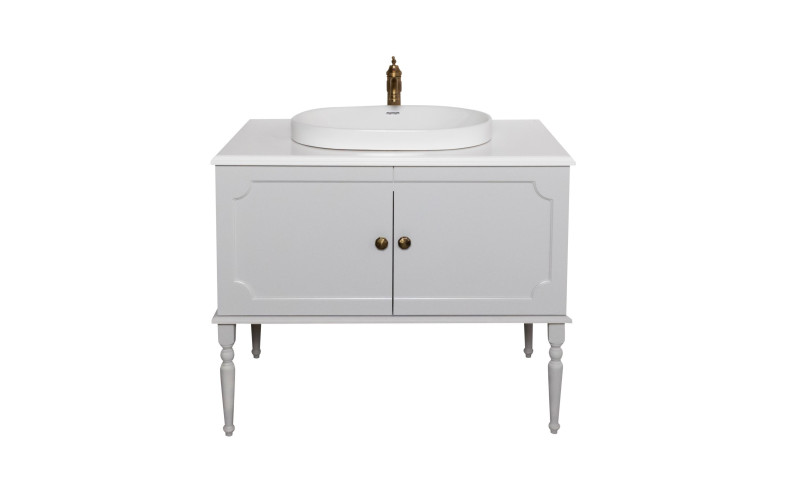 Тумба под раковину Atoll Ренессанс 100 светло-серый в Комплект для ванной Atollе с умывальником