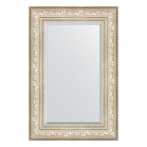 Зеркало настенное с фацетом EVOFORM в багетной раме виньетка серебро, 60х90 см, BY 3426