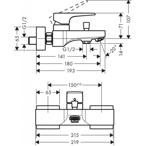 Смеситель для ванны, однорычажный, ВМ, полированное золото 32540990 Metropol