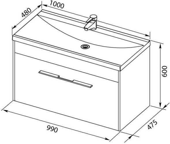 Тумба с раковиной Aquanet Августа 100 белый (раковина Нота 100)