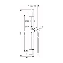 Душевая штанга Hansgrohe Unica S Puro 90, со шлангом, матовый черный (28631340)