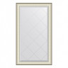 Зеркало настенное с гравировкой EVOFORM в багетной раме белая кожа с хромом, 74х129 см, BY 4570