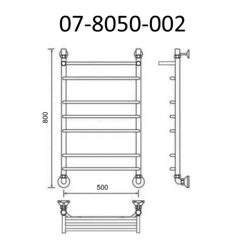 Полотенцесушитель водяной ВИД 7 с полкой 80х50, Маргроид