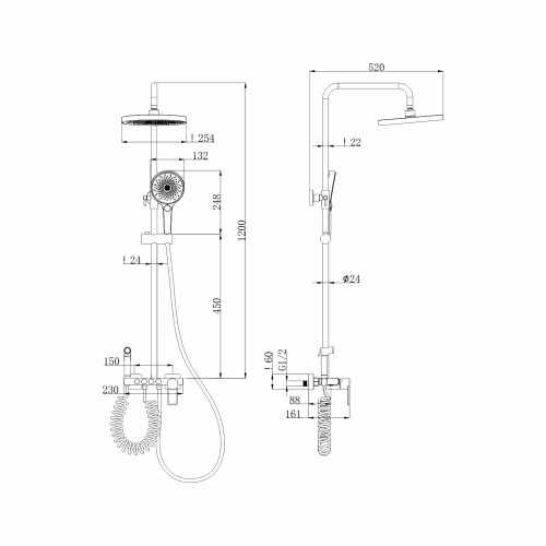 Душевая система с гигиеническим душем FASHUN A2483-8, белый