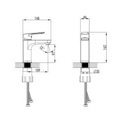 Смеситель для раковины Azario ELVIS без донного клапана, хром (AZ-WWK168155C)