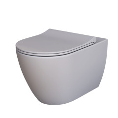 Унитаз Queen 113T20301R (570*360*400) СЕРЫЙ МАТОВЫЙ подвесной БЕЗОБОДКОВЫЙ с тонкой крышкой