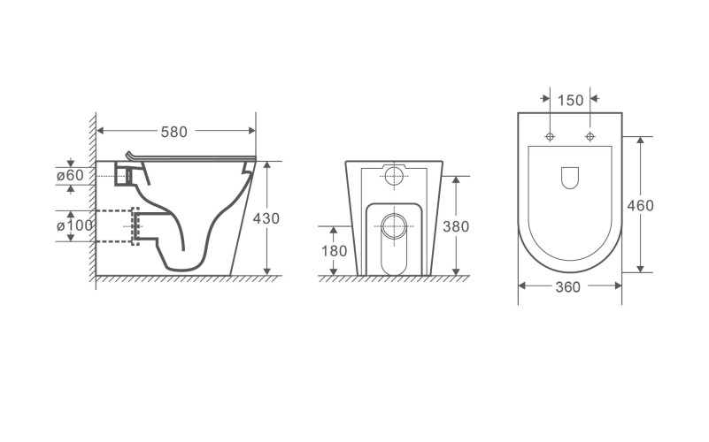 Унитаз Grossman GR-PR4450S (575*370*430) БЕЛЫЙ приставной БЕЗОБОДКОВЫЙ с тонкой крышкой
