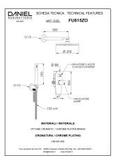 Daniel Fusion, душевой комплект на 2 потребителя, с кронштейном 30 см и круглым верхним душем 20 см, цвет золото