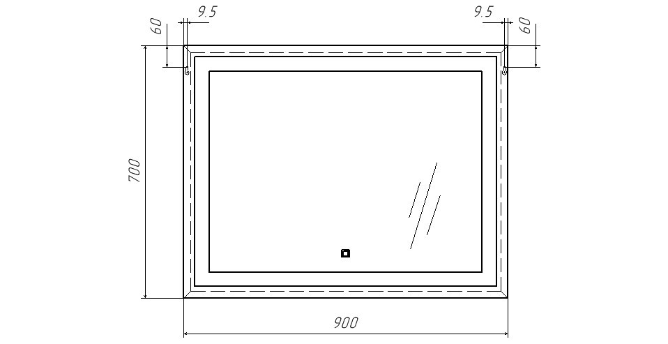 Зеркало Even 90 alum с подсветкой Sansa