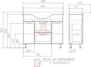 Тумба под умывальник "Эльбрус 100" Грация с 2  верхними ящиками В2 Домино