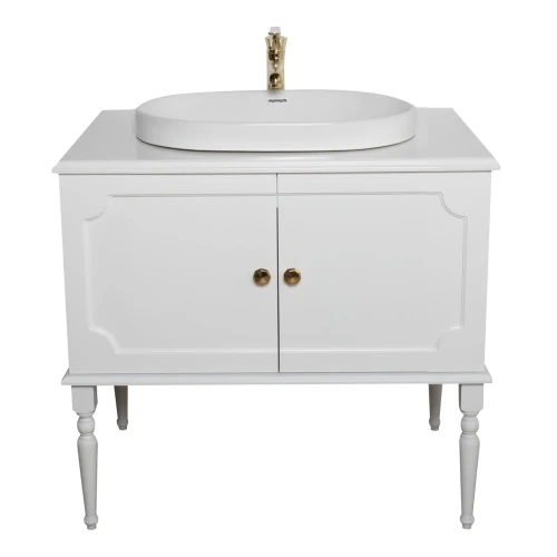 Тумба под раковину Atoll Ренессанс 80 светло-серый в Комплект для ванной Atollе с умывальником