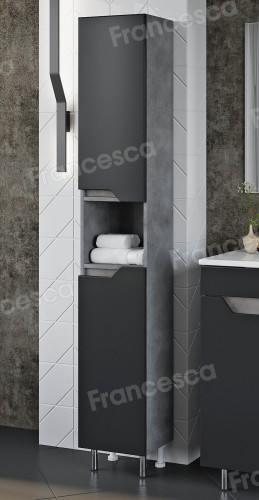 Шкаф-пенал Венеция Неаполь 35 напольный, графит софт