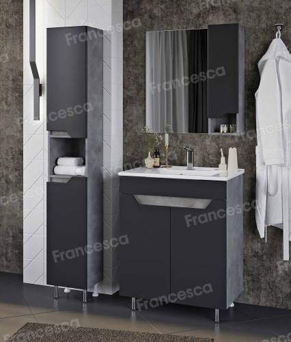 Шкаф-пенал Венеция Неаполь 35 напольный, графит софт