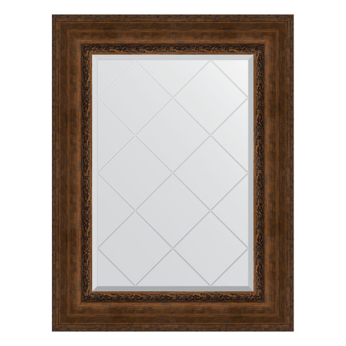 Зеркало настенное с гравировкой EVOFORM в багетной раме состаренная бронза с орнаментом, 72х95 см, BY 4128