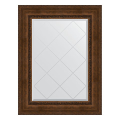 Зеркало настенное с гравировкой EVOFORM в багетной раме состаренная бронза с орнаментом, 72х95 см, BY 4128