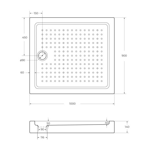Акриловый поддон CEZARES TRAY-A-AH-110/100-15-W