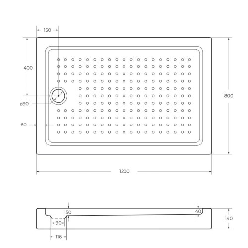 Акриловый поддон CEZARES TRAY-A-AH-110/100-15-W