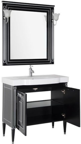 Мебель для ванной Aquanet Паола 90 черный/серебро (керамика)