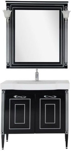 Мебель для ванной Aquanet Паола 90 черный/серебро (керамика)