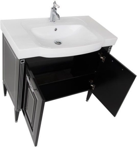 Мебель для ванной Aquanet Паола 90 черный/серебро (керамика)