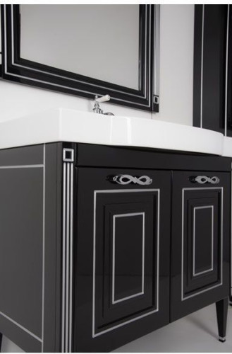 Мебель для ванной Aquanet Паола 90 черный/серебро (керамика)